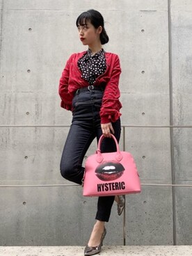 「HYSTERIC GLAMOUR（ヒステリックグラマー）のLEO DOTS総柄 ボウタイブラウス（シャツ/ブラウス）」を使った、sugiyama.sさん（レディース・157cm）の冬コーディネート