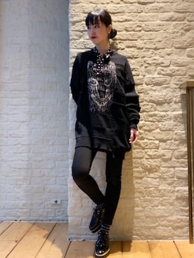 「HYSTERIC GLAMOUR（ヒステリックグラマー）のLEO DOTS総柄 ボウタイブラウス（シャツ/ブラウス）」を使った、sugiyama.sさん（レディース・157cm）の冬コーディネート
