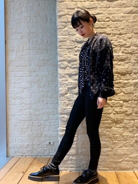 「HYSTERIC GLAMOUR（ヒステリックグラマー）のLEO DOTS総柄 ボウタイブラウス（シャツ/ブラウス）」を使った、sugiyama.sさん（レディース・157cm）の冬コーディネート