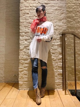 HYSTERIC GLAMOURのブーツを使った「レオパード柄」の人気ファッション