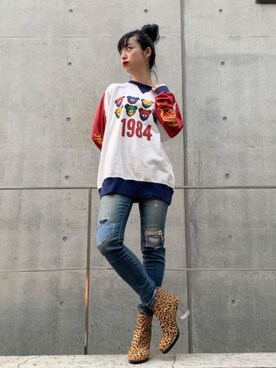 「リメイクデニム」｜「アイテム（ブーツ）」を使った、sugiyama.sさん（レディース・157cm）の春コーディネート