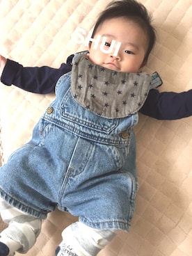 「生後4ヶ月」｜「アイテム（オールインワン・サロペット）」を使った、shu---i♡さん（キッズ・60cm）の春コーディネート