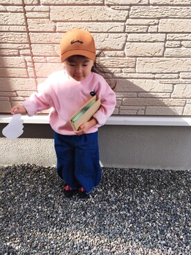 「着まわしコーデ」｜「アイテム（帽子）」を使った、enacodeさん（キッズ・90cm）の冬コーディネート