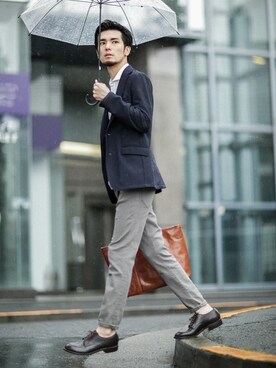 「NANO universe（ナノユニバース）のアイテム（チノパンツ）」を使った、nano・universe men's STAFFさん（メンズ・178cm）の春コーディネート