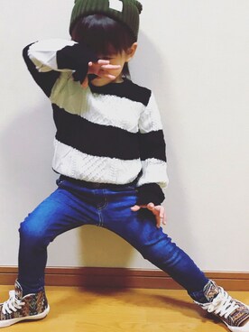 「INKKAS（インカス）のアイテム」を使った、しんしんさん（キッズ・100cm）の秋コーディネート