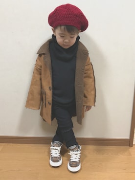 「INKKAS（インカス）のアイテム」を使った、しんしんさん（キッズ・100cm）の冬コーディネート