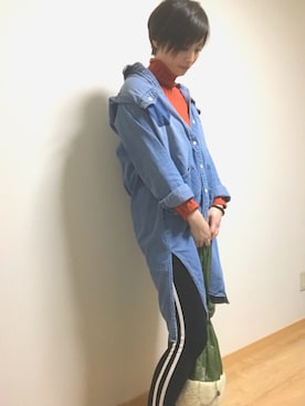 「ショート女子」｜「アイテム（シャツワンピース）」を使った、しんしんさん（レディース・162cm）の冬コーディネート