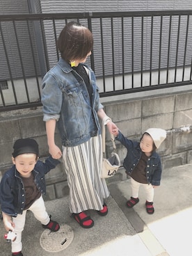 「スポサン」｜「アイテム（デニムジャケット）」を使った、しんしんさん（レディース・162cm）の春コーディネート