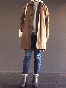 SUNSPEL（サンスペル）のステンカラーコートを使った人気ファッション