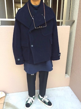 「ALLEGE（アレッジ）のアイテム（スラックス）」を使った、hissaaaaさん（メンズ・170cm）の冬コーディネート