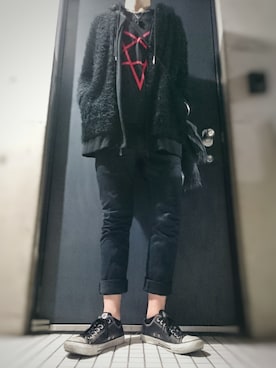 「LAD MUSICIAN（ラッドミュージシャン）のアイテム（その他アウター）」を使った、躾さん（メンズ・178cm）の冬コーディネート