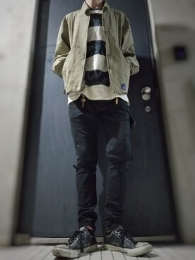 「UNDERCOVER（アンダーカバー）のアイテム（ブルゾン）」を使った、躾さん（メンズ・178cm）の春コーディネート