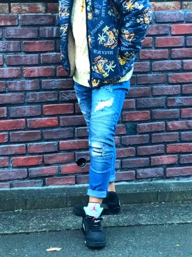 「no brand（ノーブランド）のアイテム（ダウンジャケット/コート）」を使った、Naoyaさん（メンズ・179cm）の冬コーディネート
