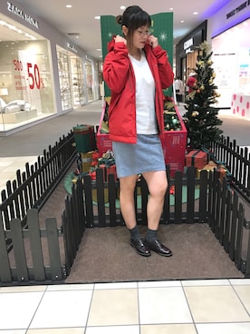 「赤コーデ」｜「アイテム（ブルゾン）」を使った、misiaさん（レディース・165cm）の秋コーディネート