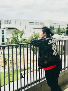 「ストリートカジュアル」｜「アイテム（MA-1）」を使った、misiaさん（レディース・165cm）の秋コーディネート