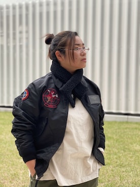 「フユコーデ」｜「アイテム（MA-1）」を使った、misiaさん（レディース・165cm）の秋コーディネート