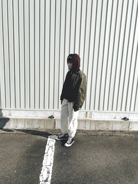 「CONVERSE（コンバース）のconverse コンバース ALL STAR HI オールスター ハイ 3206 BLACK(US)（スニーカー）」を使った、かれんさん（レディース・165cm・20代）の冬コーディネート