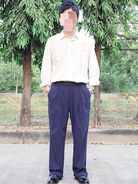 「海外」｜「アイテム（スラックス）」を使った、t o r u さん（メンズ・169cm）の冬コーディネート