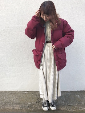 「レイヤードstyle」｜「アイテム（ダウンジャケット/コート）」を使った、あいかわゆか🌐さん（レディース・160cm）の冬コーディネート