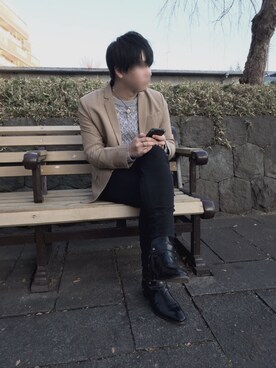 「SOYOUS（ソユーズ）のアイテム（ジャケット/アウター）」を使った、SANDOTOSHIKIさん（メンズ・176cm）の冬コーディネート