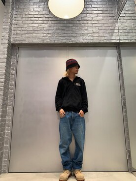 「HYSTERIC GLAMOUR（ヒステリックグラマー）のストレートデニムパンツ（デニムパンツ、ブルー系）」を使った、taichiさん（メンズ・174cm）の秋コーディネート