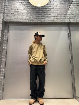 「HYSTERIC GLAMOUR（ヒステリックグラマー）の6ポケットスクラッチカーゴパンツ（カーゴパンツ、ブラック系）」を使った、taichiさん（メンズ・174cm）の秋コーディネート