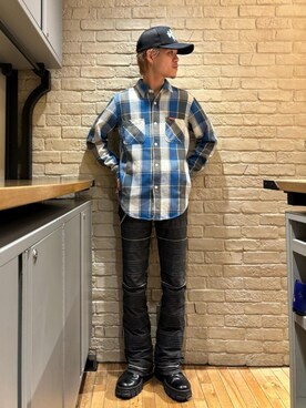 「HYSTERIC GLAMOUR（ヒステリックグラマー）のTHE ROLLING STONES/GIRL SITTING RS LOGO メッシュキャップ（キャップ、ブラック系）」を使った、taichiさん（メンズ・174cm）の冬コーディネート