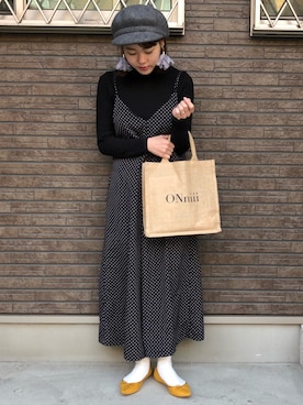 「earth music&ecology（アースミュージックアンドエコロジー）のアイテム（つなぎ/オールインワン）」を使った、sanaさん（レディース・156cm）の冬コーディネート