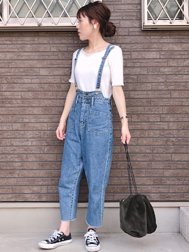 「FREE'S MART（フリーズマート）のアイテム（オールインワン・サロペット）」を使った、sanaさん（レディース・156cm）の秋コーディネート
