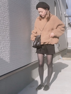 「DHOLIC（ディーホリック）のアイテム（ハンチング/ベレー帽）」を使った、sanaさん（レディース・156cm）の春コーディネート