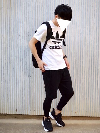 ogu使用「adidas（【adicolor】オリジナルス ロゴTシャツ [ORIG TREFOIL TEE]）」的時尚穿搭