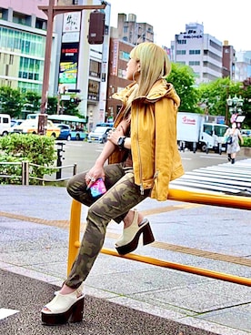 「アメカジ」｜「アイテム（ライダースジャケット）」を使った、minagawaさん（レディース・152cm）の夏コーディネート