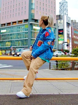 「春めきシューズ」｜「アイテム（デニムジャケット）」を使った、minagawaさん（レディース・152cm）の春コーディネート