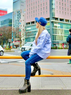 「AVIREX（アヴィレックス）の【直営店限定】エアフォース ベースキャップ/AIR FORCE BACES CAP（キャップ）」を使った、minagawaさん（レディース・152cm）の春コーディネート