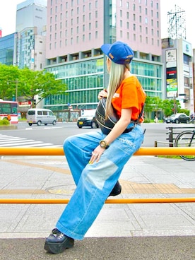 「AVIREX（アヴィレックス）の【直営店限定】エアフォース ベースキャップ/AIR FORCE BACES CAP（キャップ）」を使った、minagawaさん（レディース・152cm）の春コーディネート