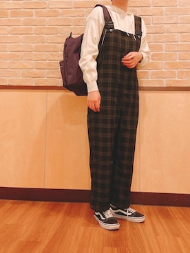「Samansa Mos2 blue（サマンサモスモスブルー）のアイテム（バックパック/リュック）」を使った、chiharuさん（レディース・165cm）の秋コーディネート