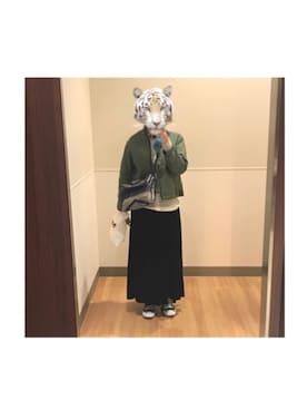 「LAVENHAM（ラベンハム）のアイテム（ブルゾン）」を使った、黒狐さん（レディース・158cm）の冬コーディネート