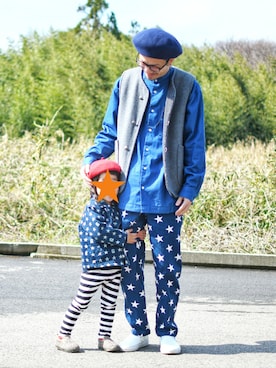 「ネイビー×ホワイト」｜「アイテム（スリッポン）」を使った、ドンさんさん（メンズ・176cm）の春コーディネート