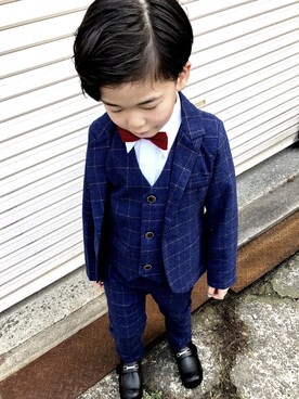 「no brand（ノーブランド）のアイテム（セットアップ）」を使った、eightさん（キッズ・120cm）の春コーディネート