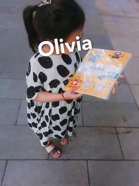 「F.O.KIDS（エフオーキッズ）の2柄エアーワンピース（ワンピース、その他）」を使った、oliviaさん（キッズ・120cm）の夏コーディネート