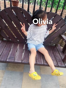 「GLOBAL WORK（グローバルワーク）の【キッズ】ハナシシュウプルオーバー半袖/757489（Tシャツ/カットソー、その他）」を使った、oliviaさん（キッズ・120cm）の夏コーディネート