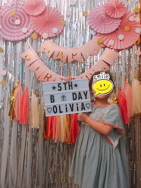 「louise mishaのアイテム（チュニック、グリーン系）」を使った、oliviaさん（キッズ・120cm）の秋コーディネート