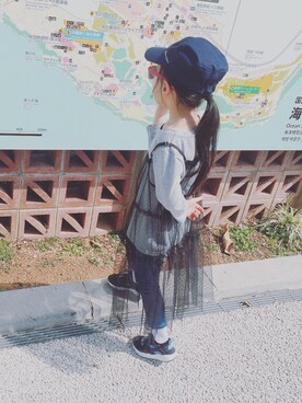 「Lee（リー）のアイテム（パンツ）」を使った、oliviaさん（キッズ・110cm）の春コーディネート