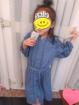 「no brand（ノーブランド）のアイテム（シャツワンピース）」を使った、oliviaさん（キッズ・110cm）の春コーディネート