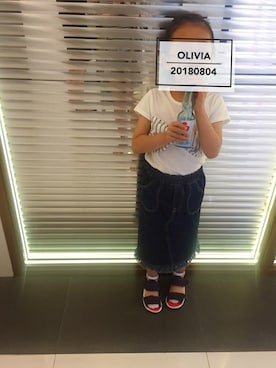 「Right-on（ライトオン）の【MPS(150・160cm)】ビスチェ半袖Tシャツ(ジュニアサイズ150～160cm) （Tシャツ/カットソー、ホワイト系）」を使った、oliviaさん（キッズ・120cm）の夏コーディネート