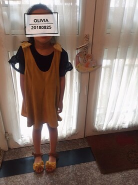 「BRANSHES（ブランシェス）のニットコールチュニック（チュニック、イエロー系）」を使った、oliviaさん（キッズ・120cm）の夏コーディネート