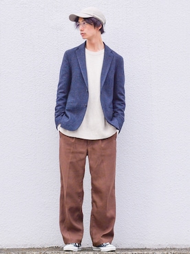 「ゆるコーデ」｜「アイテム（テーラードジャケット、その他）」を使った、和地 蓮二さん（メンズ・177cm）の秋コーディネート