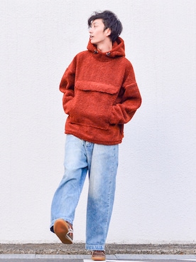 「アイテム（その他トップス、ブラウン系）」を使った、和地 蓮二さん（メンズ・177cm）の冬コーディネート