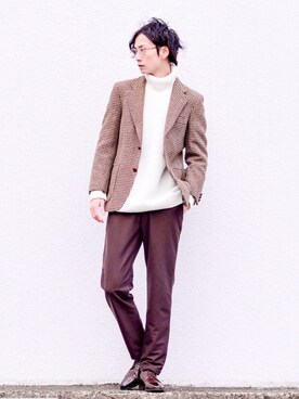 和地 蓮二さん（メンズ・177cm）の冬コーディネート