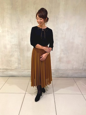 「アイテム（Tシャツ/カットソー、ブラック系）」を使った、pu06022015さん（レディース・160cm）の秋コーディネート